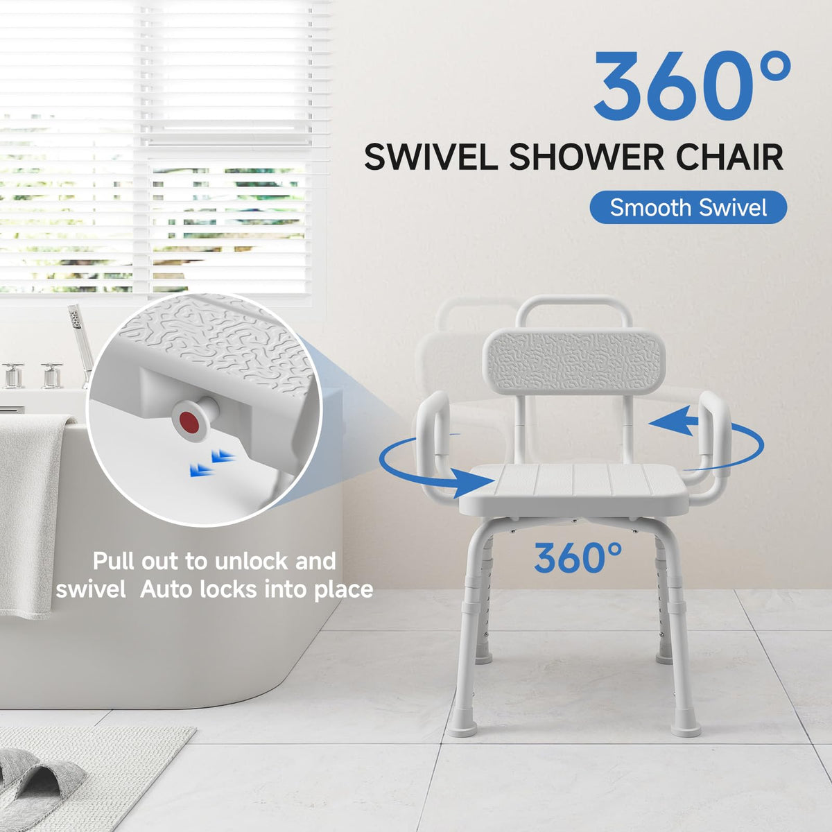 Swivel Shower Chair with Back and Arm X99398