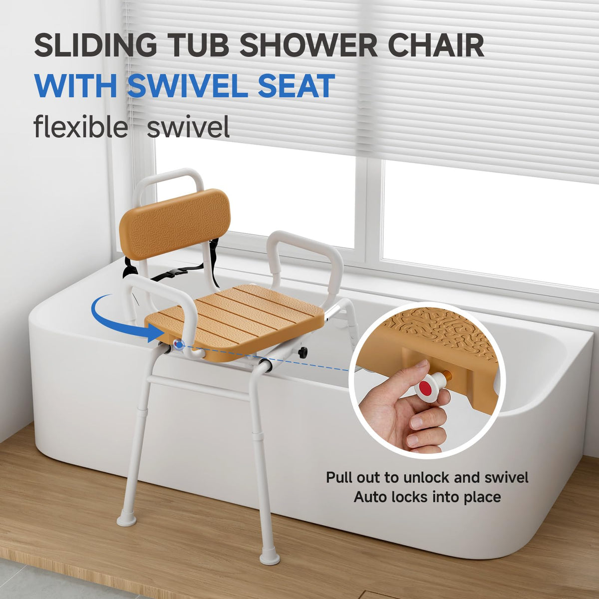 Sliding Shower Chair with Swivel Seat D5515