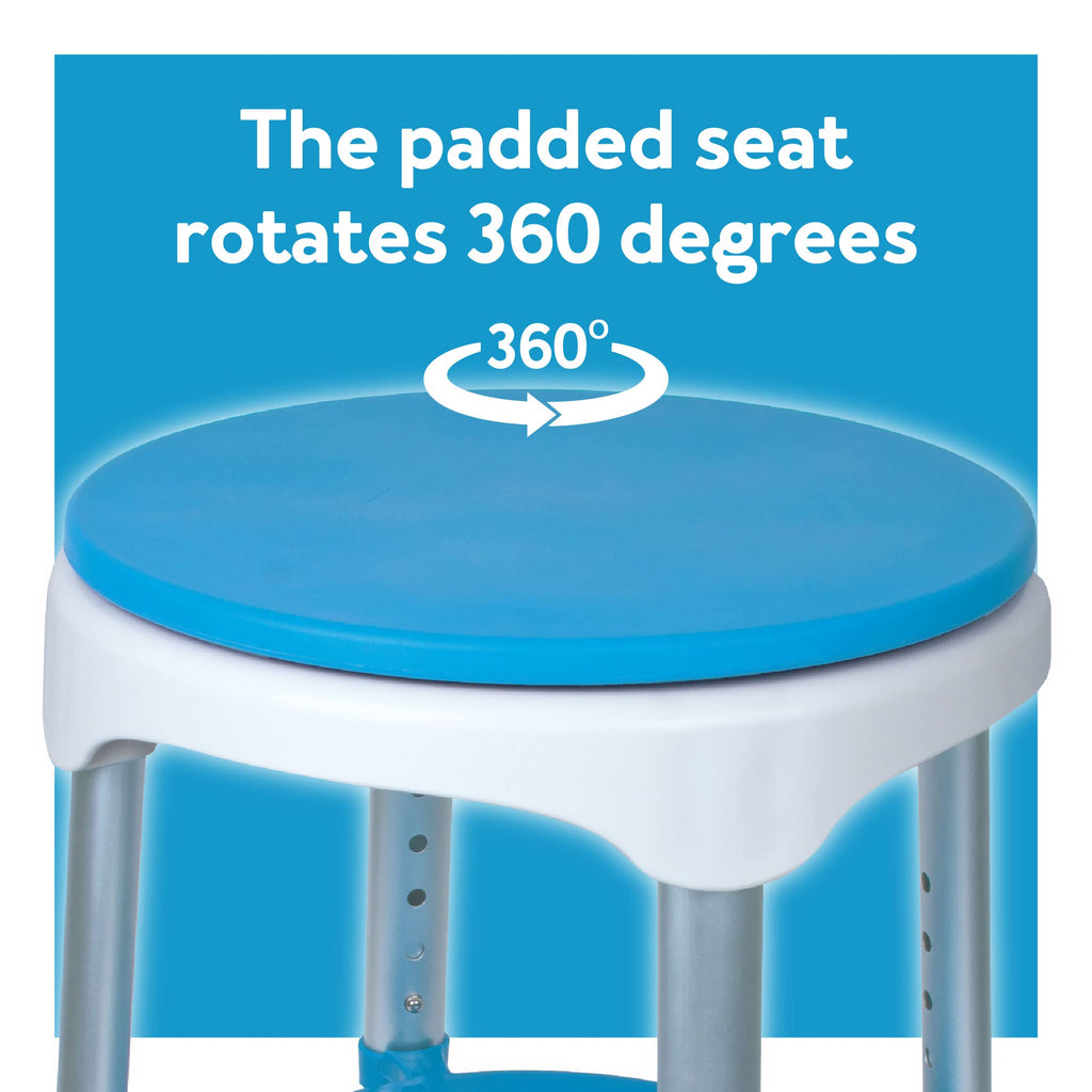 Adjustable Rotating Bath and Shower Stool with Storage Tray Q414