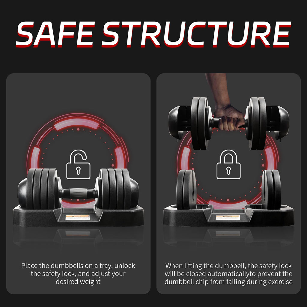 Adjustable Dumbbell Set with Tray U825