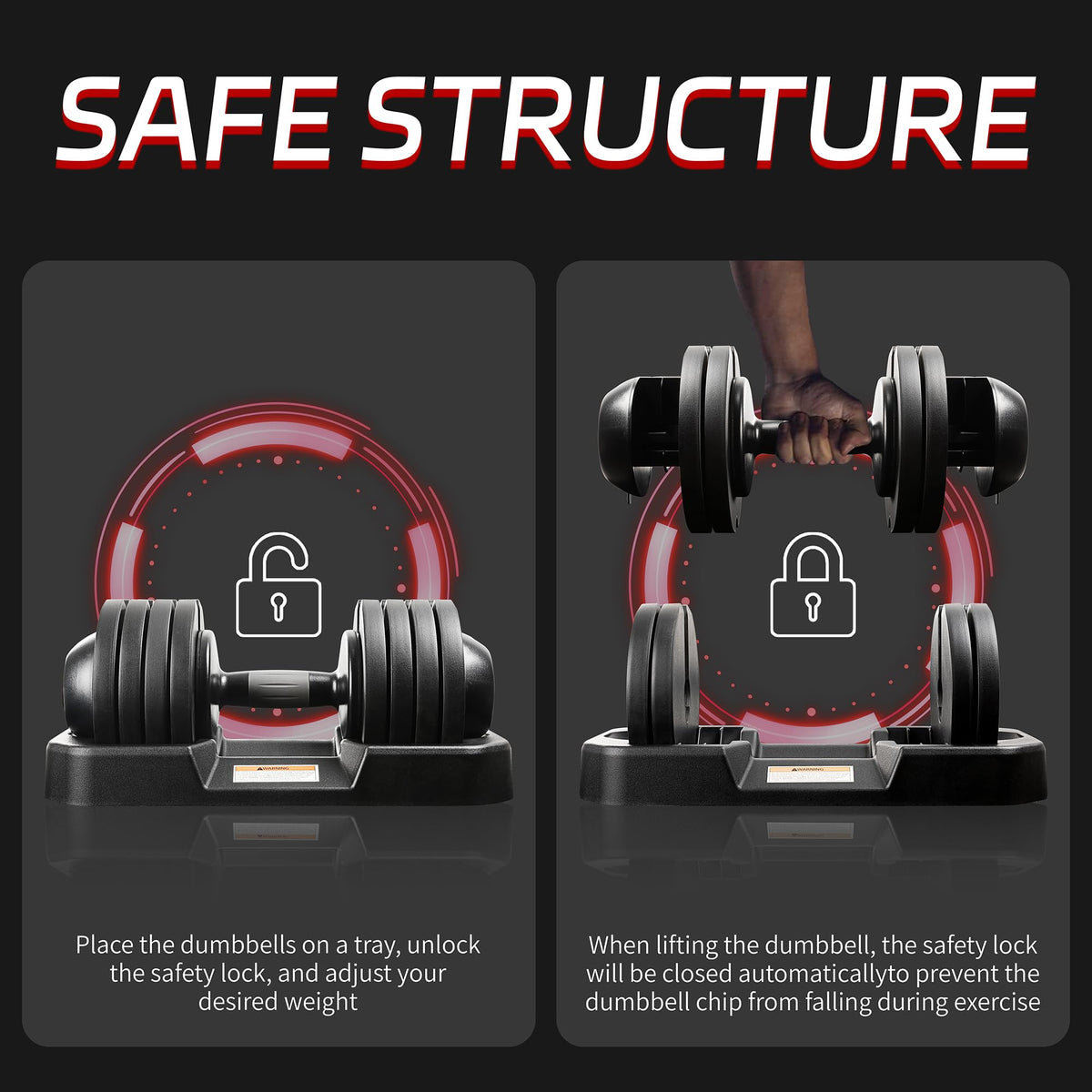 Adjustable Dumbbell Set with Tray U825