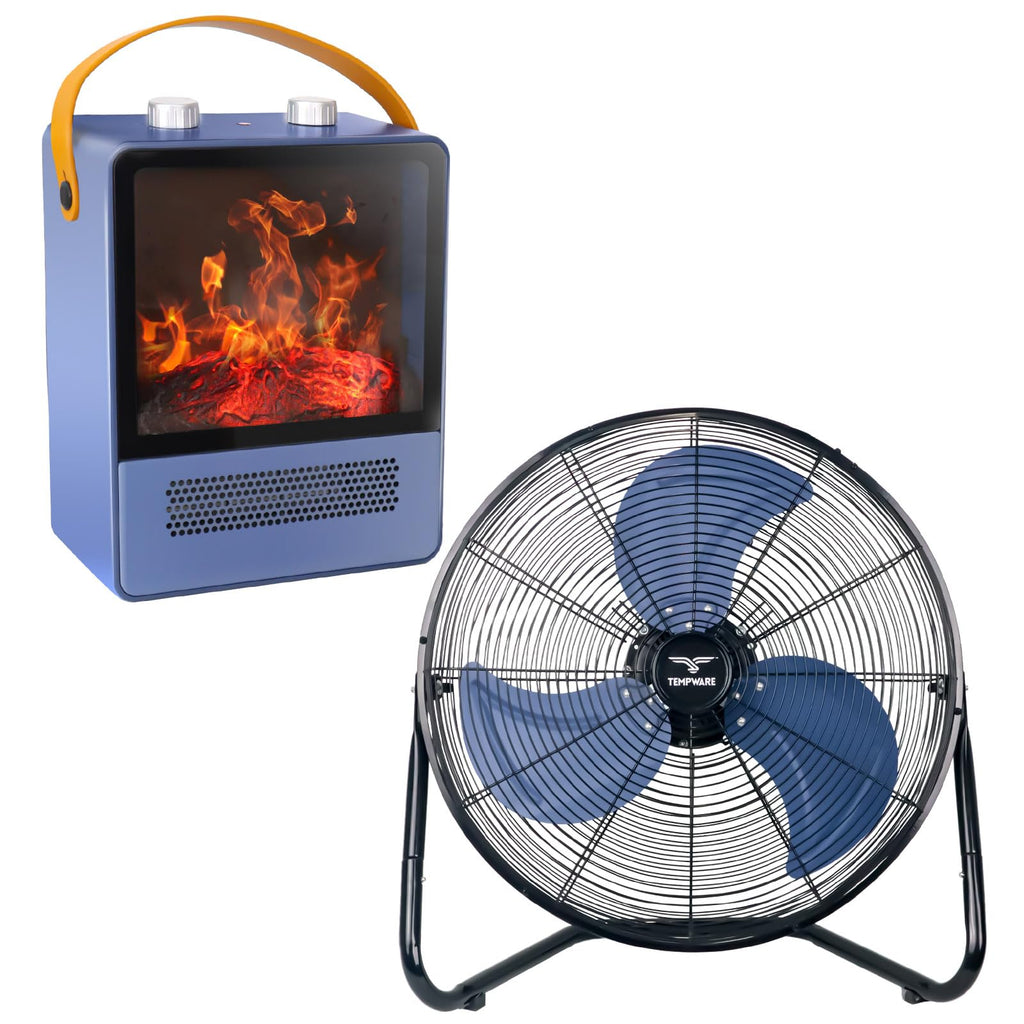 20 Inch High Velocity Floor Fan and 1500W Portable Electric Heater O6595