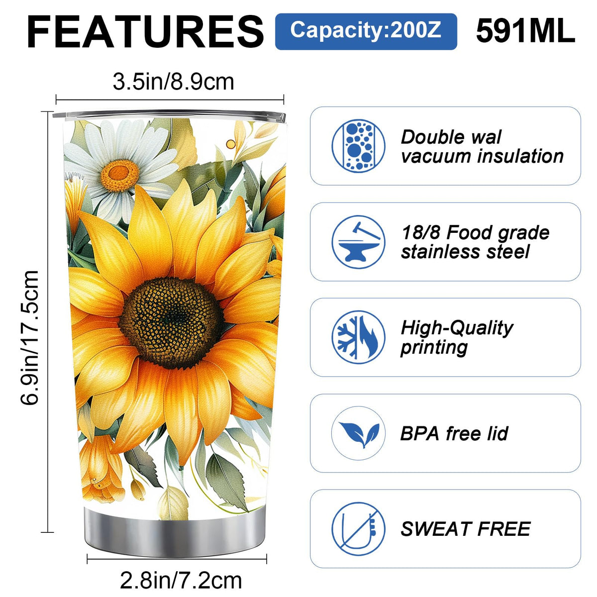 20 oz Sunflower Tumbler Cup Y955189