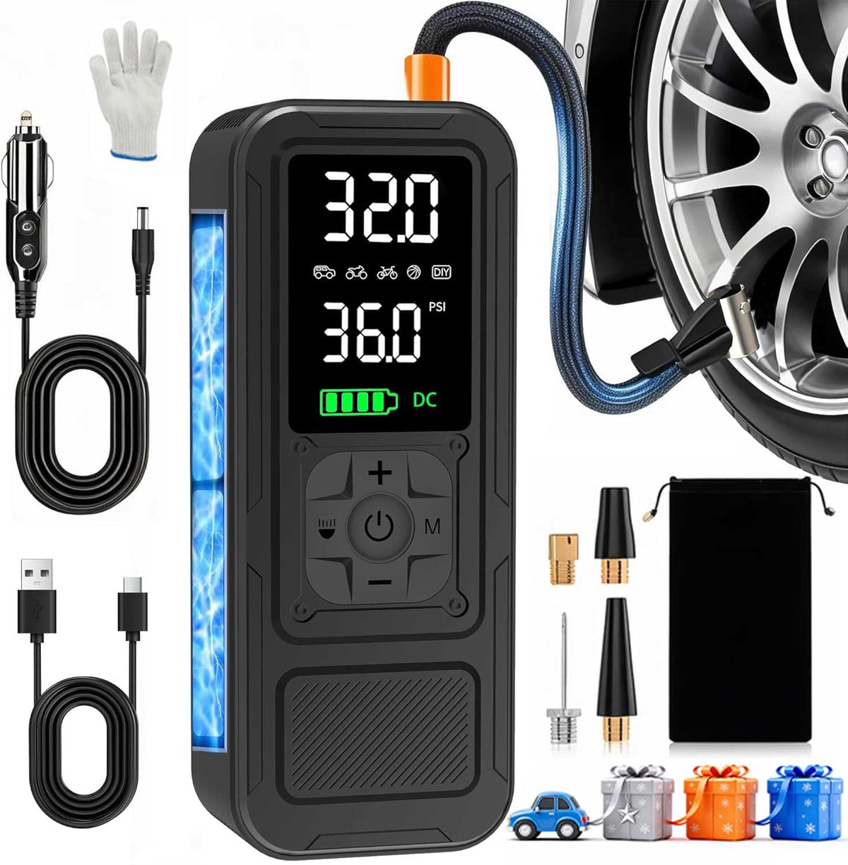 Portable Air Compressor 6000mAh 150PSI Tire Inflator Y406125