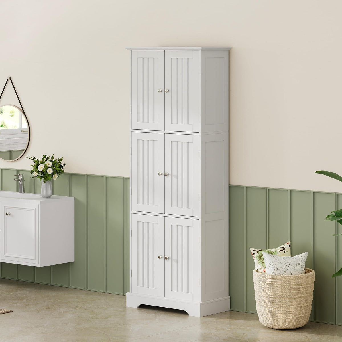 63.2" Tall Bathroom Storage Cabinet with 6 Doors P814262