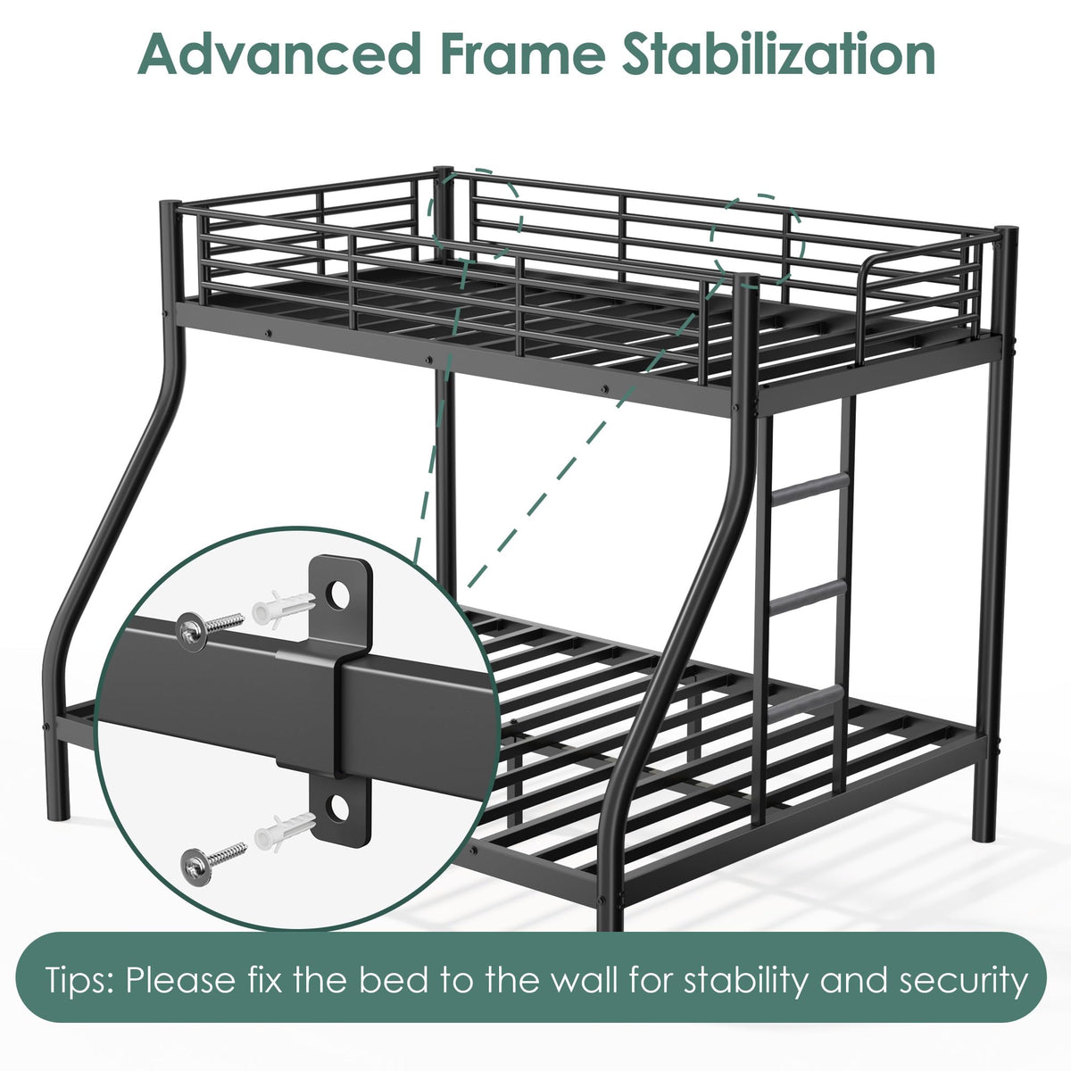 Twin XL Over Full Bunk Bed with Mattresses, Black S81254
