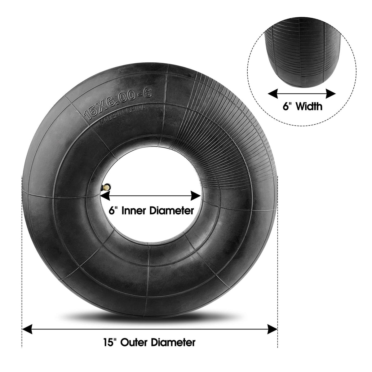 15x6.00-6" Inner Tube with TR87 Bent Valve Stem 2 Pack H75141