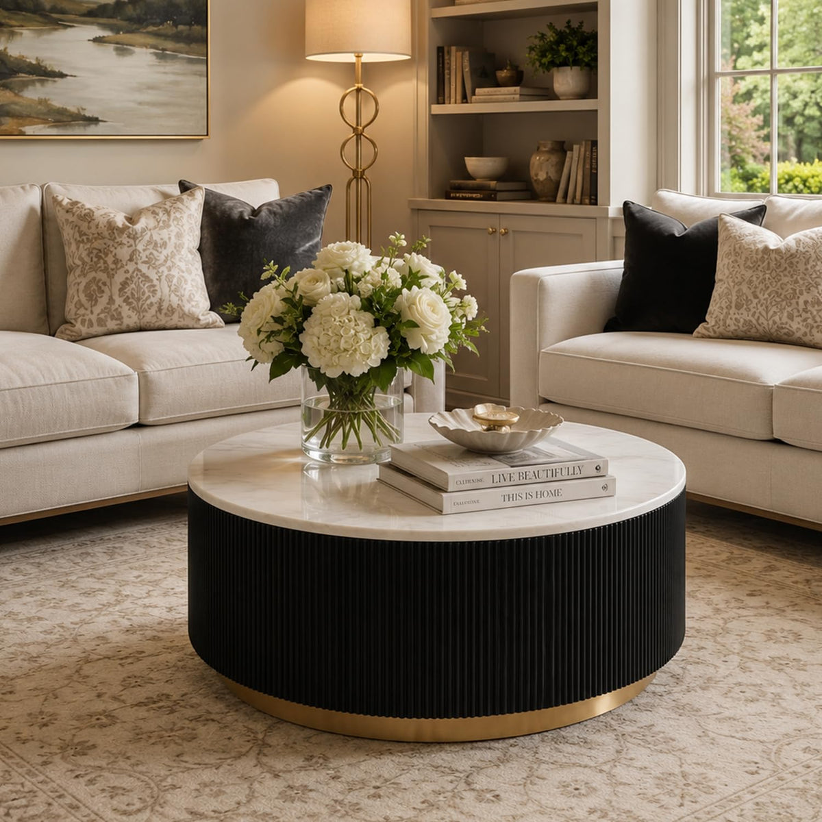 Marble Coffee Table with Pedestal Base B1305