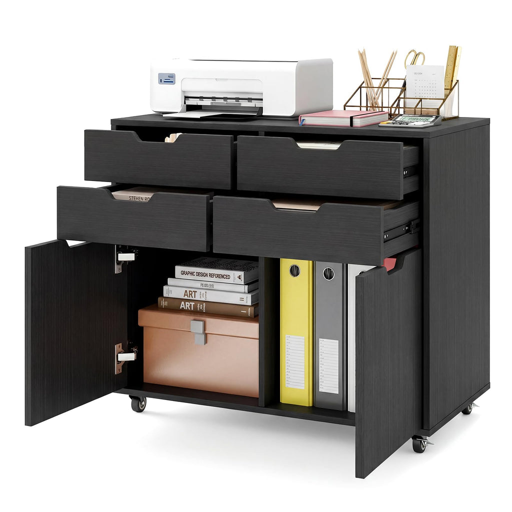 Black 4-Drawer Rolling File Cabinet F861922