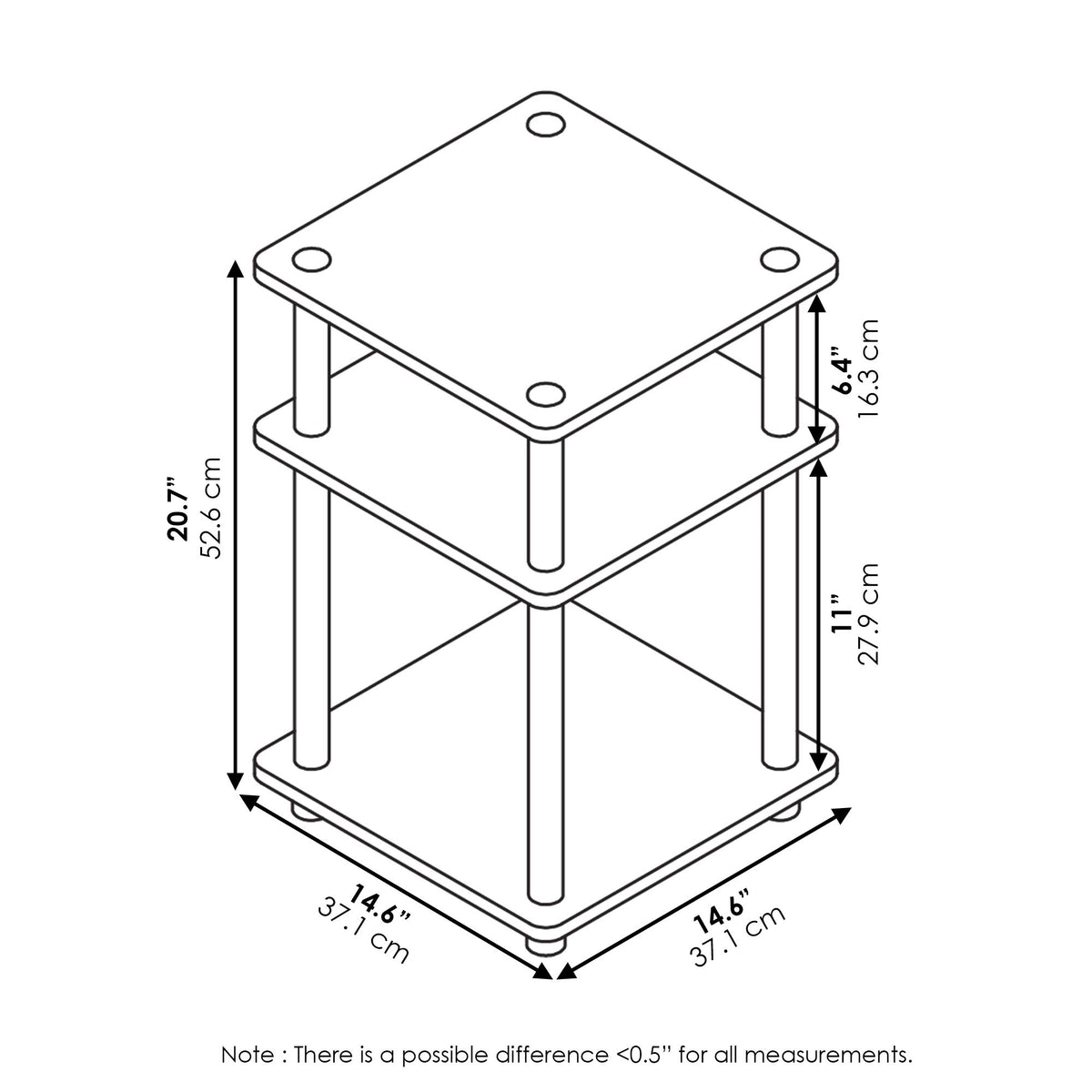 3-Tier Square Side Table A809
