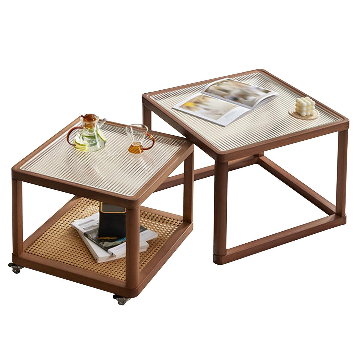 Square Glass Coffee Table Set of 2 T163215