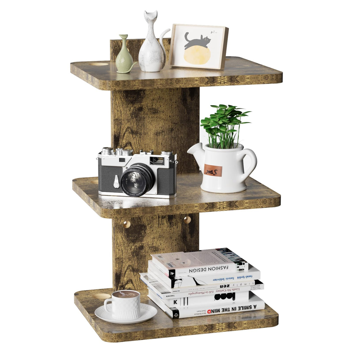 3 Tier Wall Mount Floating Shelf Vintage Brown U317322