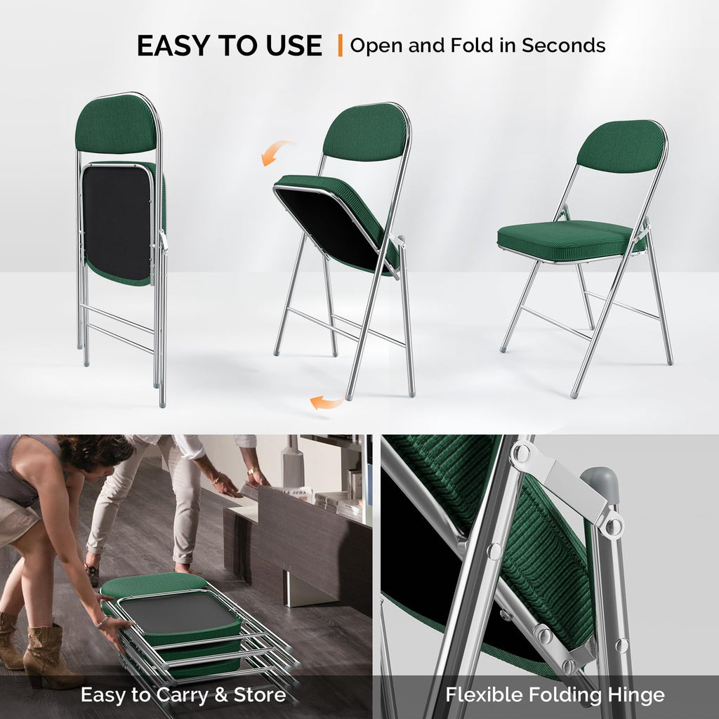 2 Pack Olive Green Folding Chairs with Padded Seat X66550