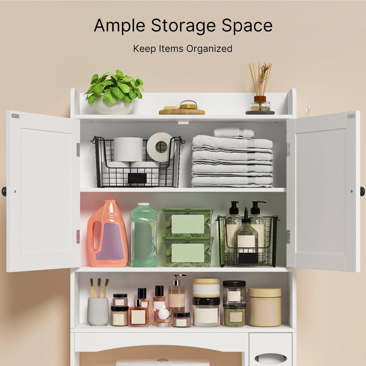 White Over The Toilet Storage Cabinet E474