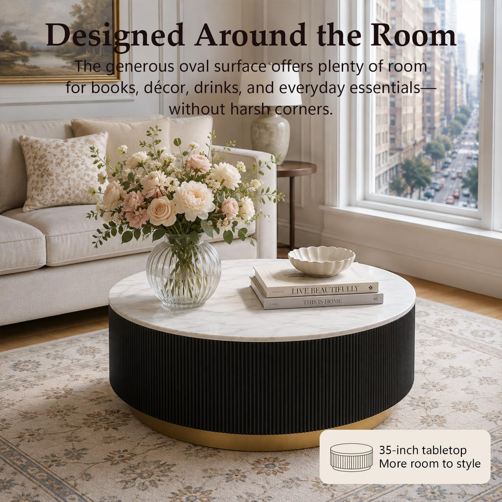 Marble Coffee Table with Pedestal Base B1305