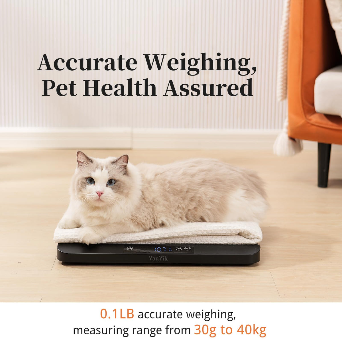Digital Pet Scale with Non-Slip Mat, Up to 88lb, Black H510