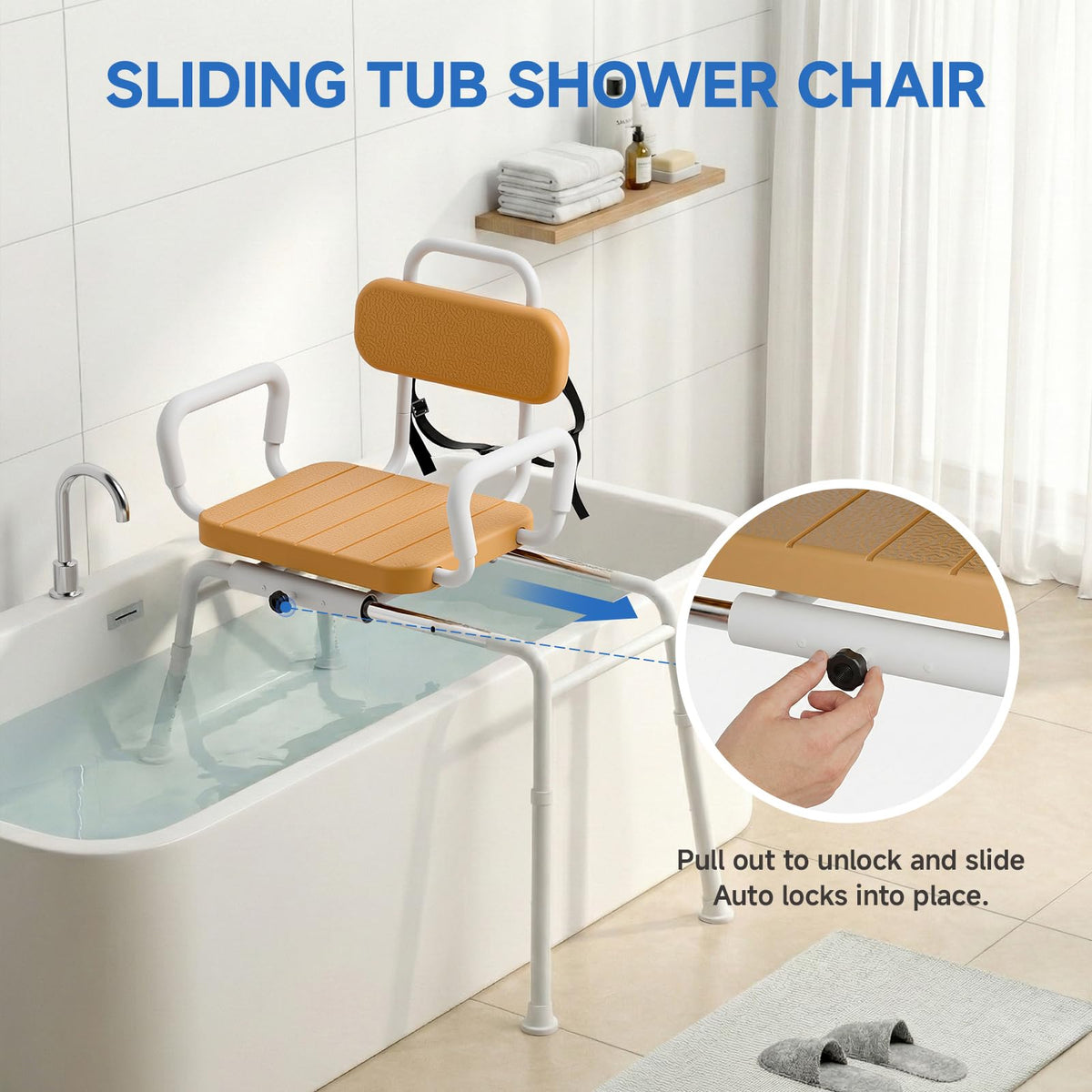 Sliding Shower Chair with Swivel Seat D5515