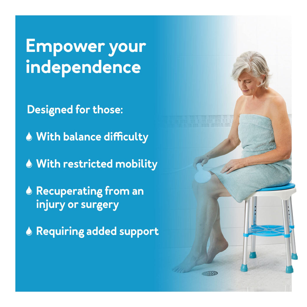 Adjustable Rotating Bath and Shower Stool with Storage Tray Q414