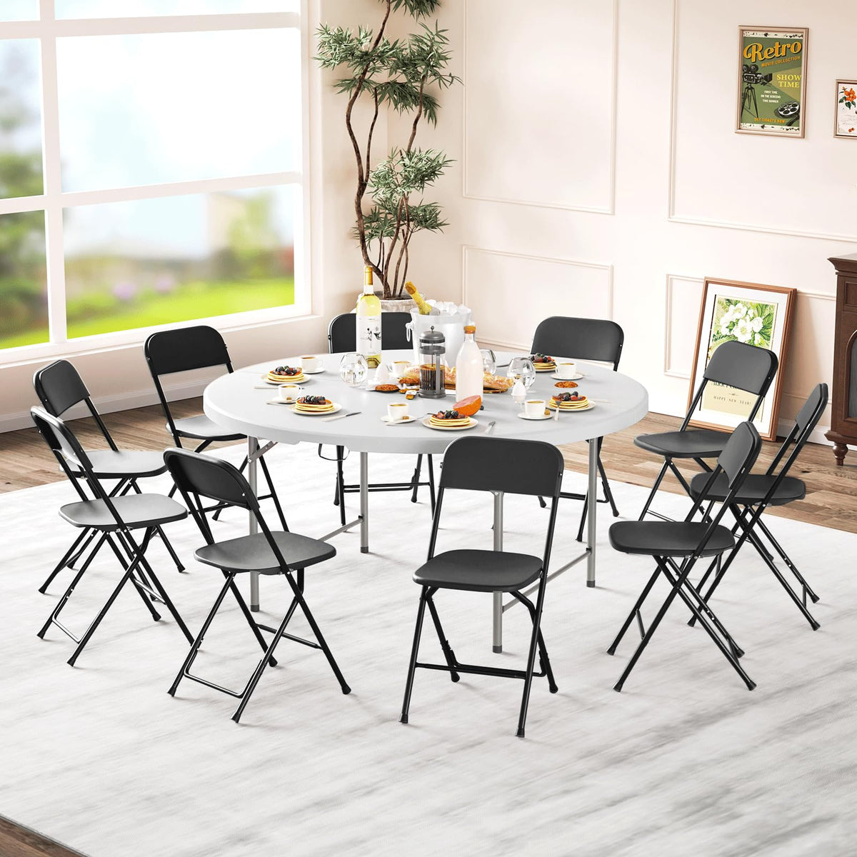 Black Plastic Folding Chairs 10 Pack F7459