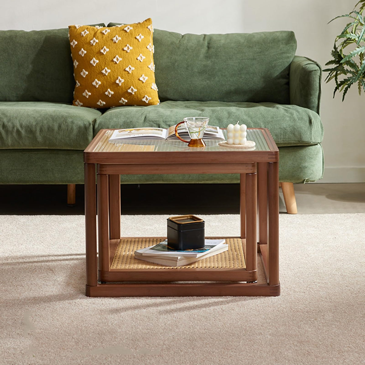 Square Glass Coffee Table Set of 2 T163215