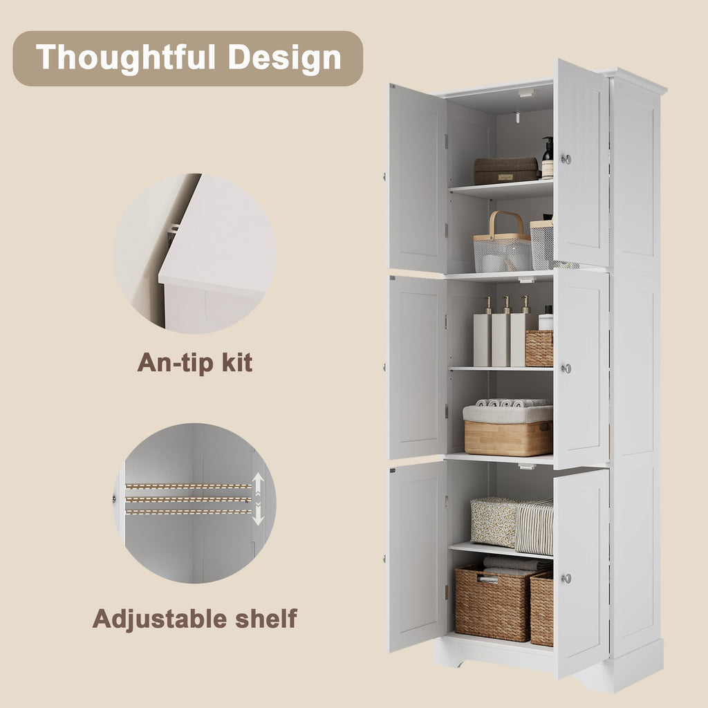 63.2" Tall Bathroom Storage Cabinet with 6 Doors P814262