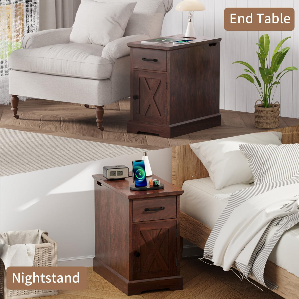 23.6'' Narrow End Table with Charging Station B47584
