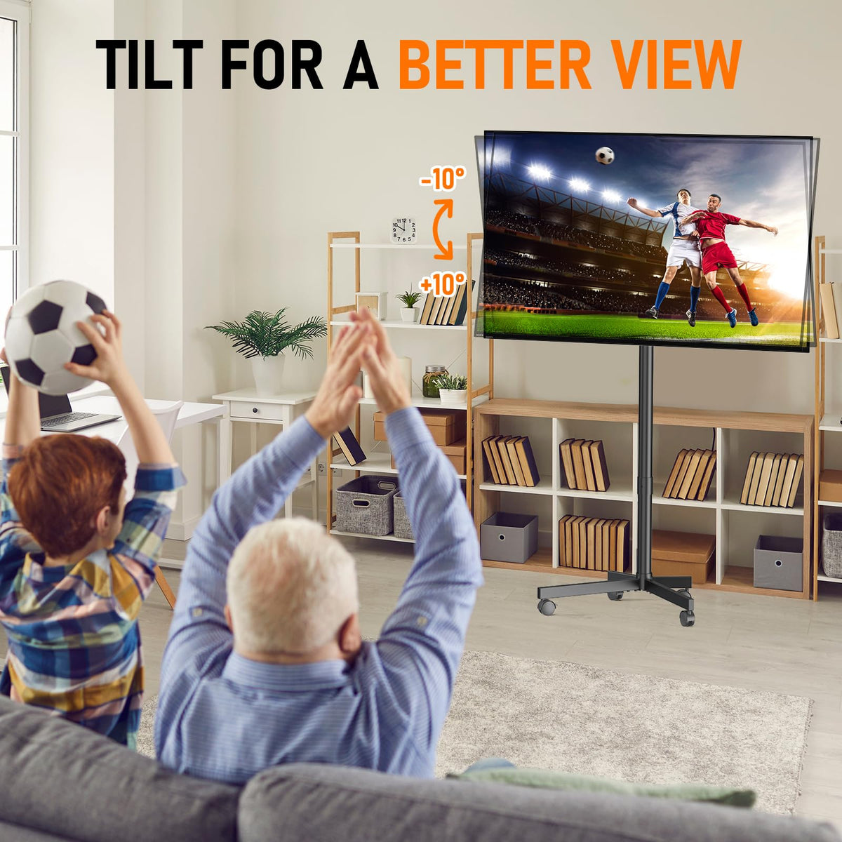 Rolling TV Stand with Locking Wheels, Black E773