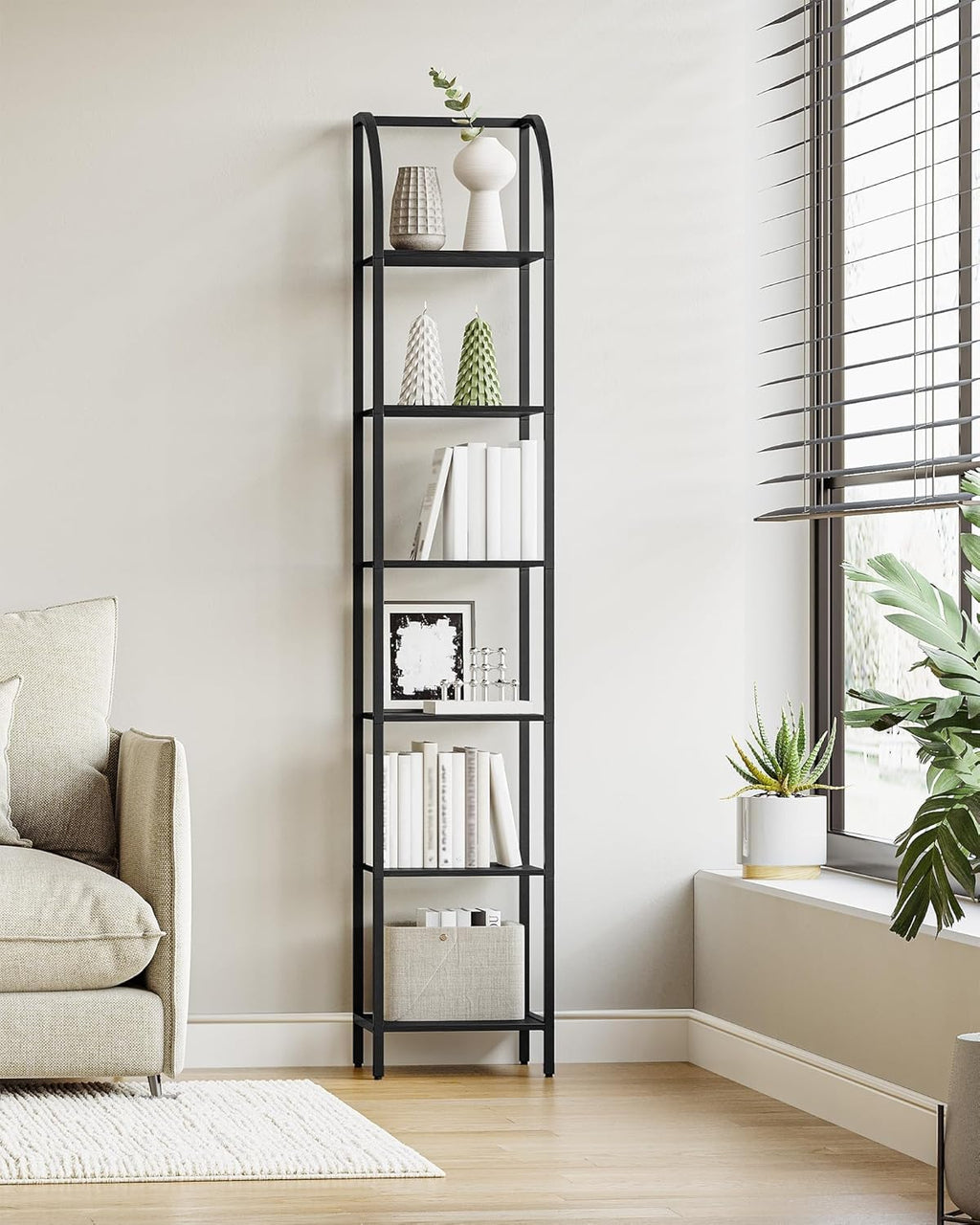 Narrow Bookshelf with Steel Frame E989