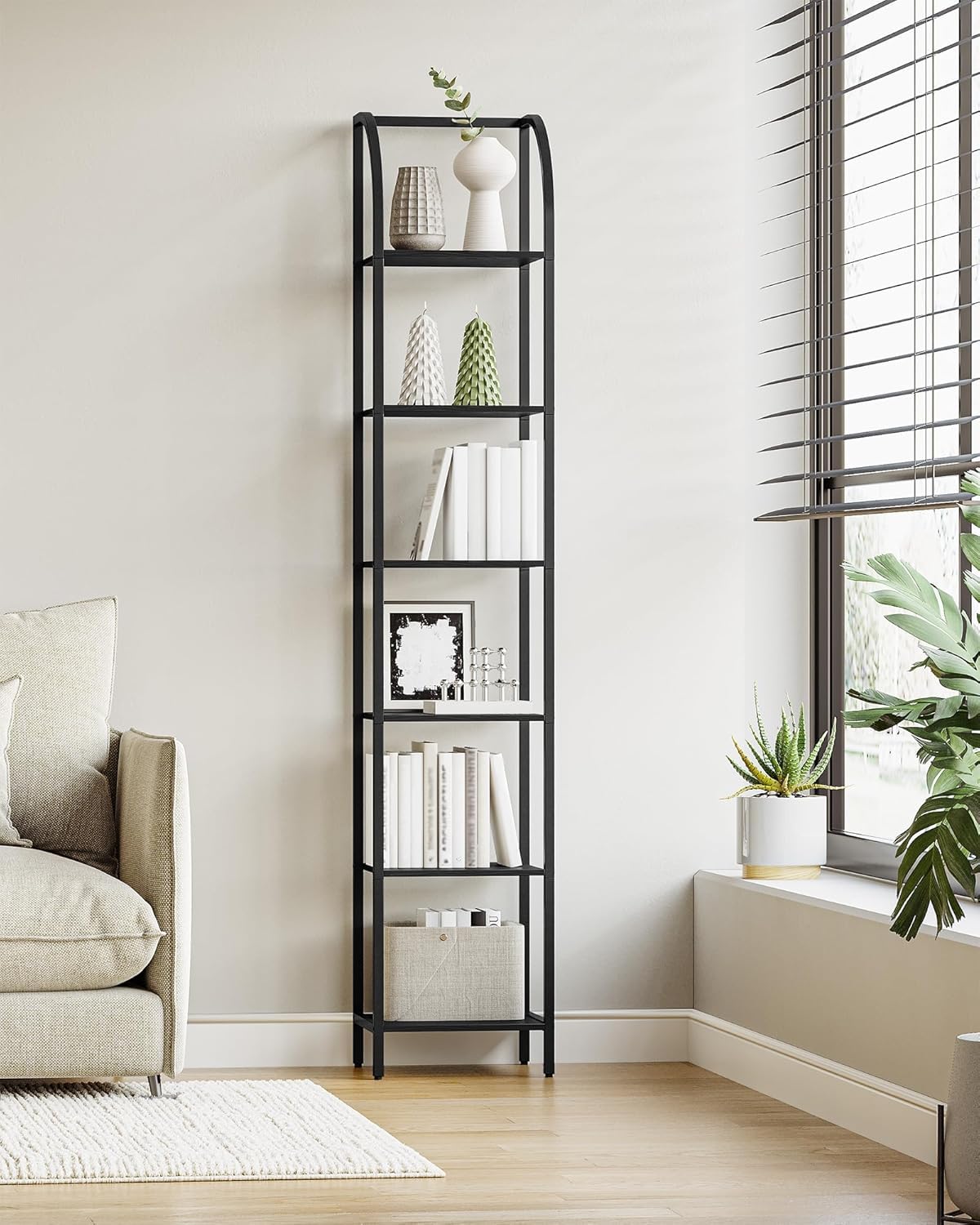Narrow Bookshelf with Steel Frame E989