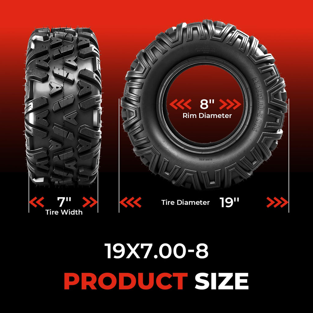 ATV Tires 19x7-8 4-Ply Tubeless Set of 2 P99394
