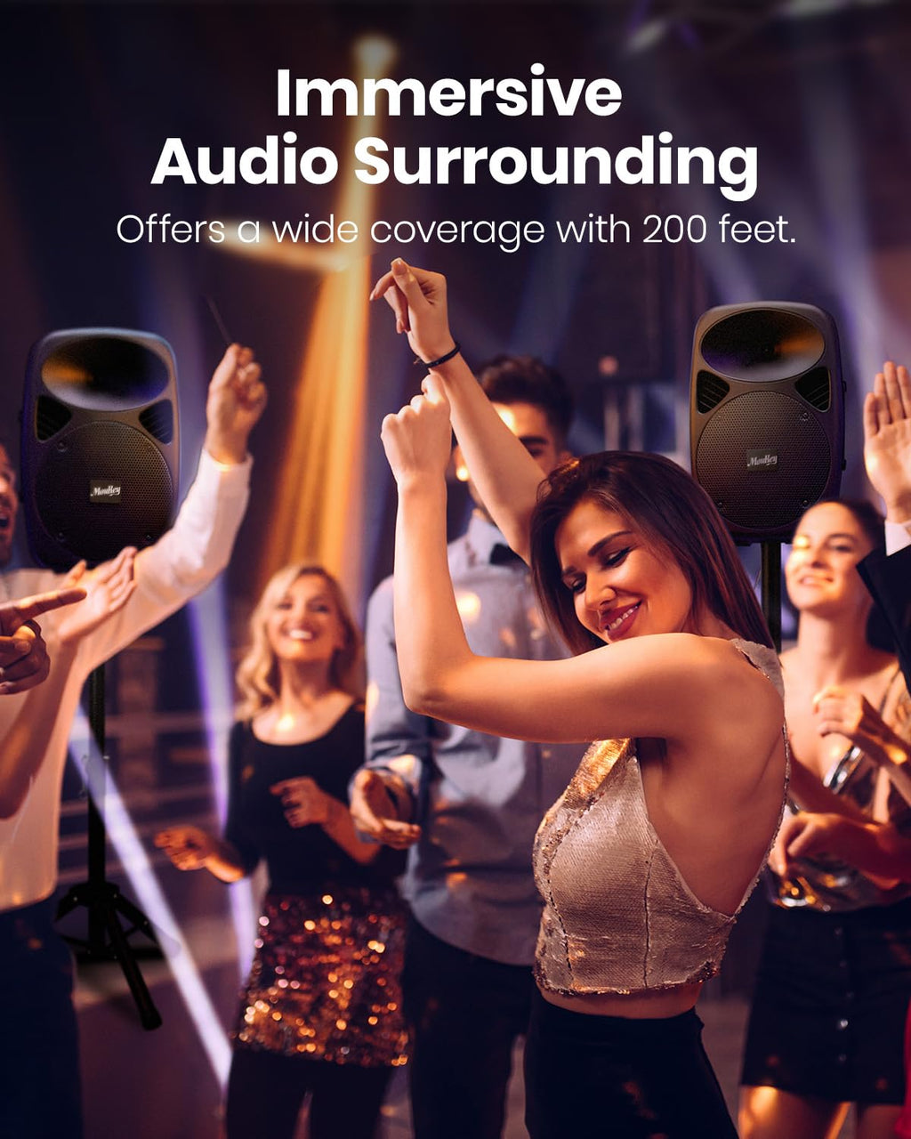 8 Inch Rechargeable Bluetooth PA System with Tripod Stands, Wired Mic D29612