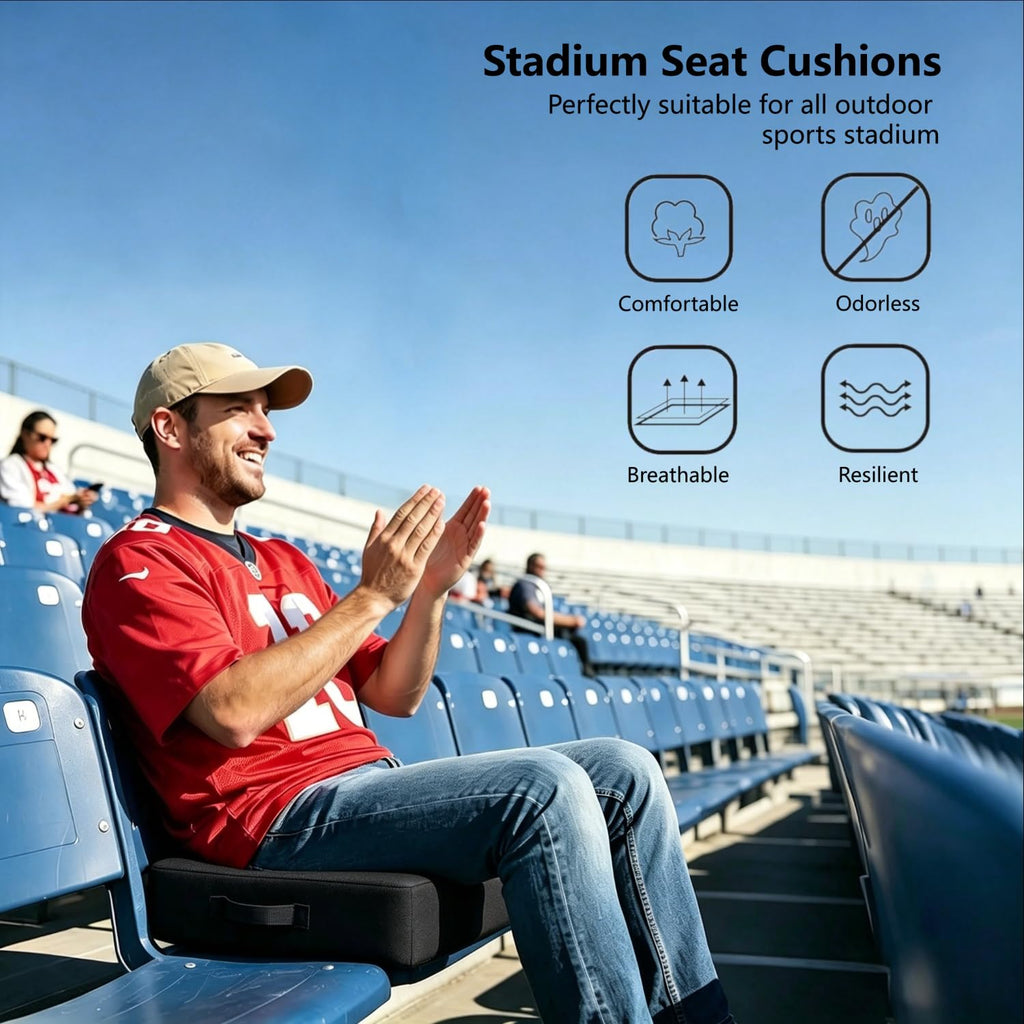 2 Pack Extra Thick Portable Bleacher Seat Cushions with Handle U847