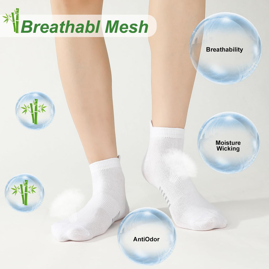 6 Pairs Thin Breathable Bamboo Ankle Socks W872966