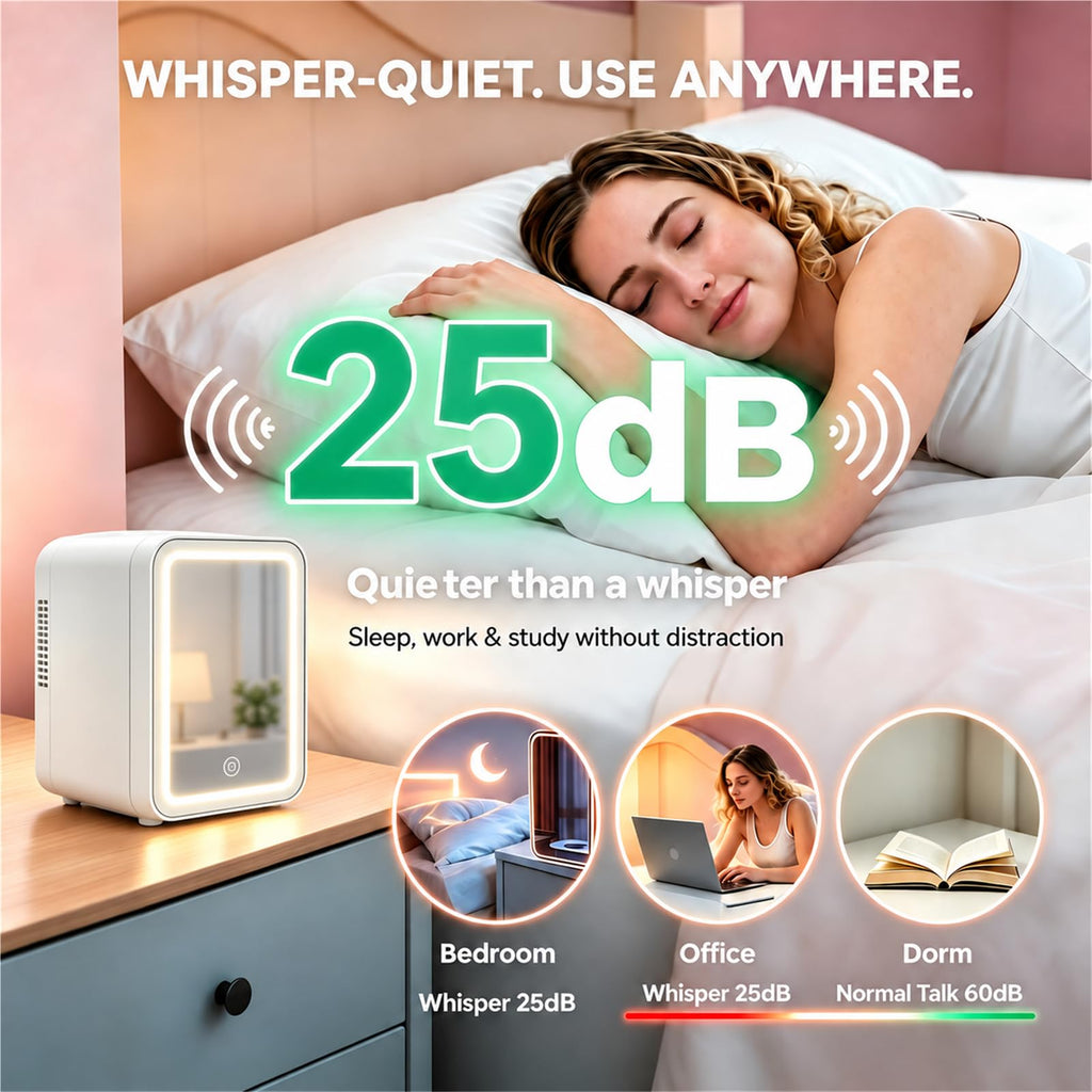 4 Liter Mini Skincare Fridge with Dimmable LED Mirror P4737