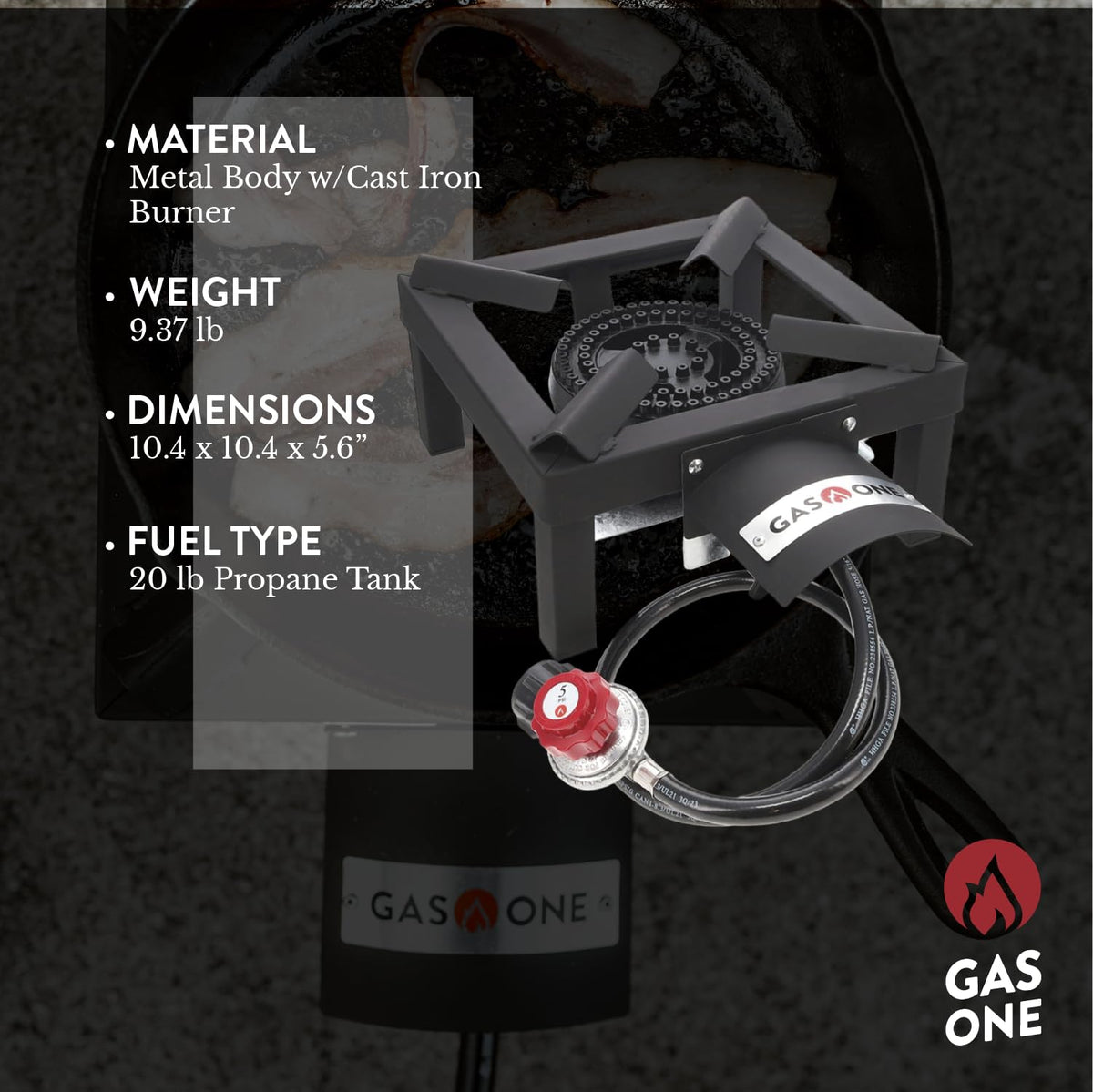 High Pressure Single Propane Burner with Heat Shield F951742