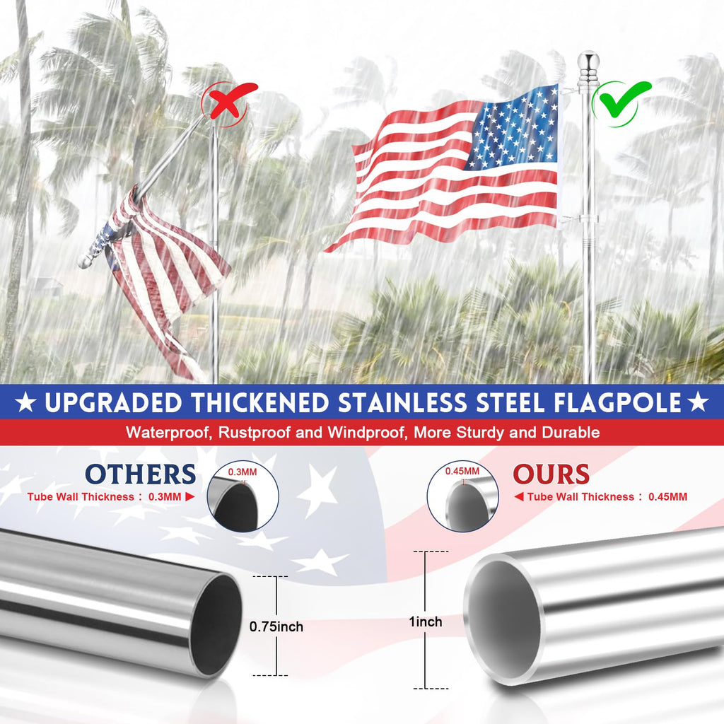 6 FT Stainless Steel Spinning Flag Pole B20586