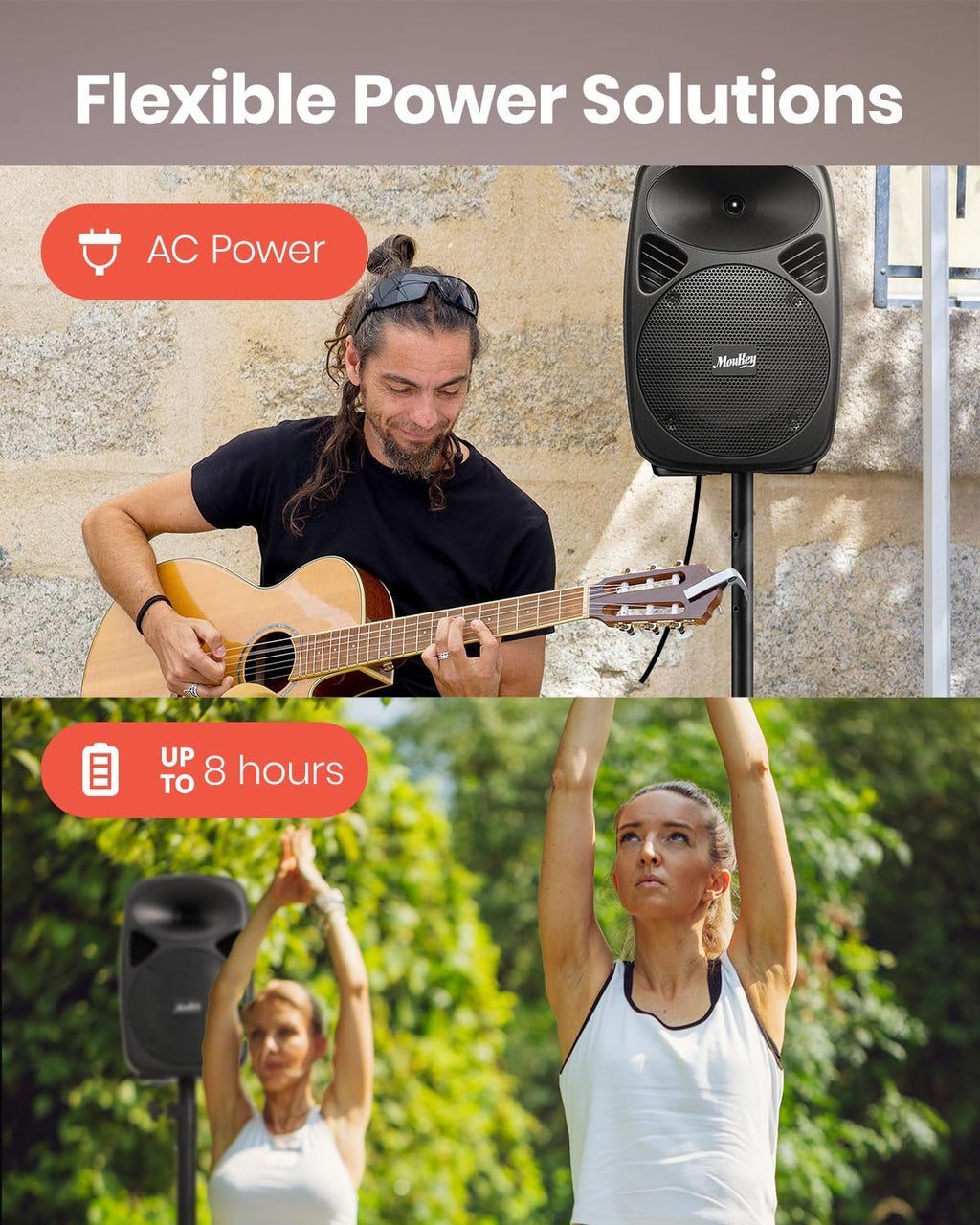 8 Inch Rechargeable Bluetooth PA System with Tripod Stands, Wired Mic D29612