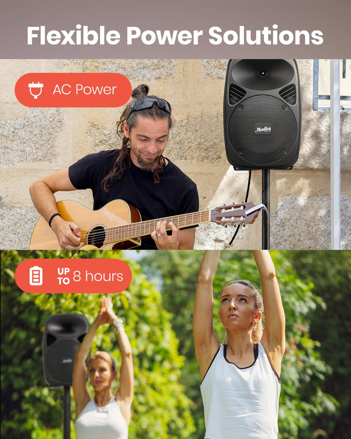8 Inch Rechargeable Bluetooth PA System with Tripod Stands, Wired Mic D29612
