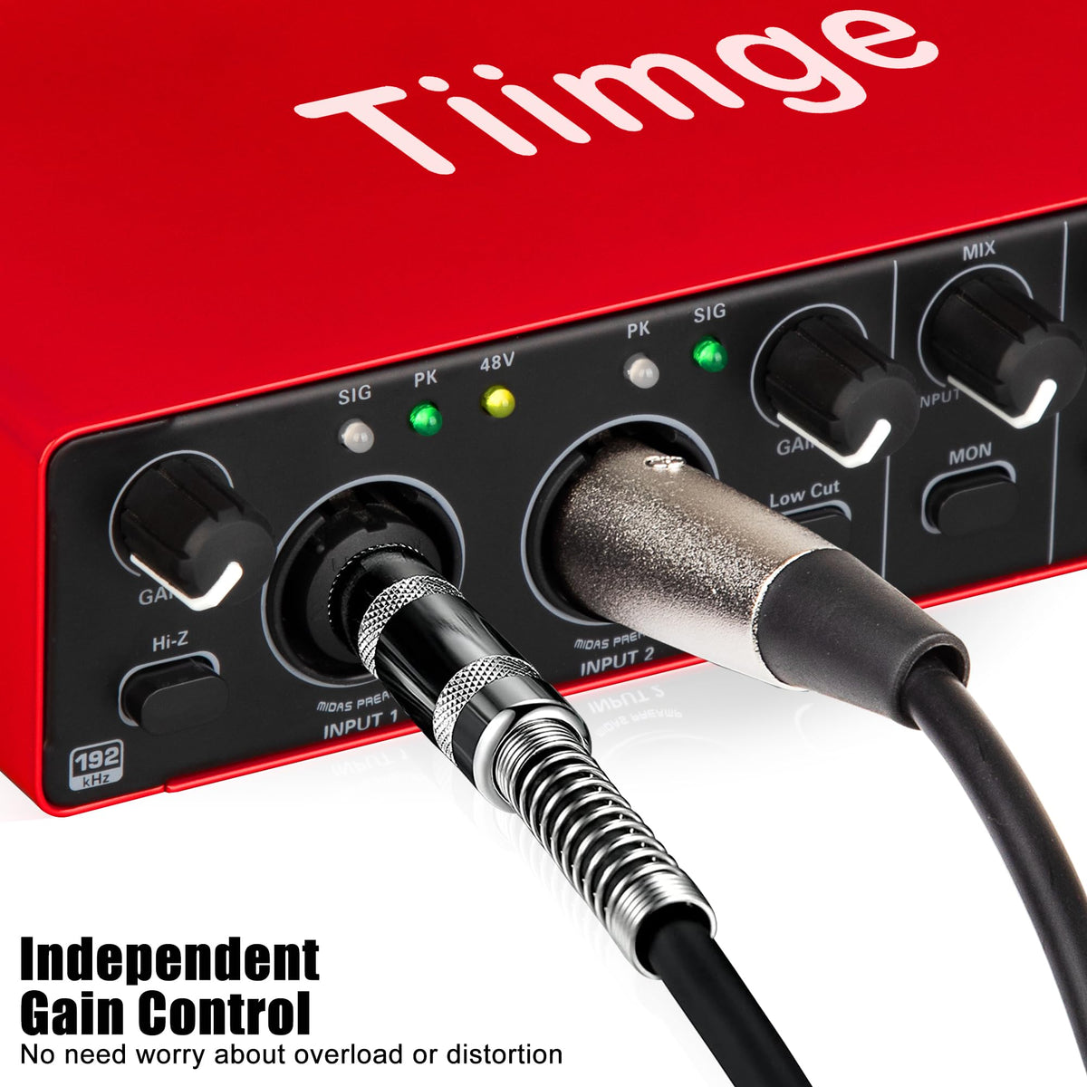 USB Audio Interface with 48V Phantom Power, 24Bit/192kHz, XLR/TRS Inputs F26834