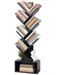 Black 6 Tier Wood Tree Bookshelf with Drawer Y124