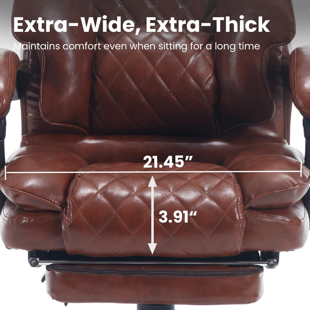 Brown Reclining Ergonomic Office Chair with Footrest O884712