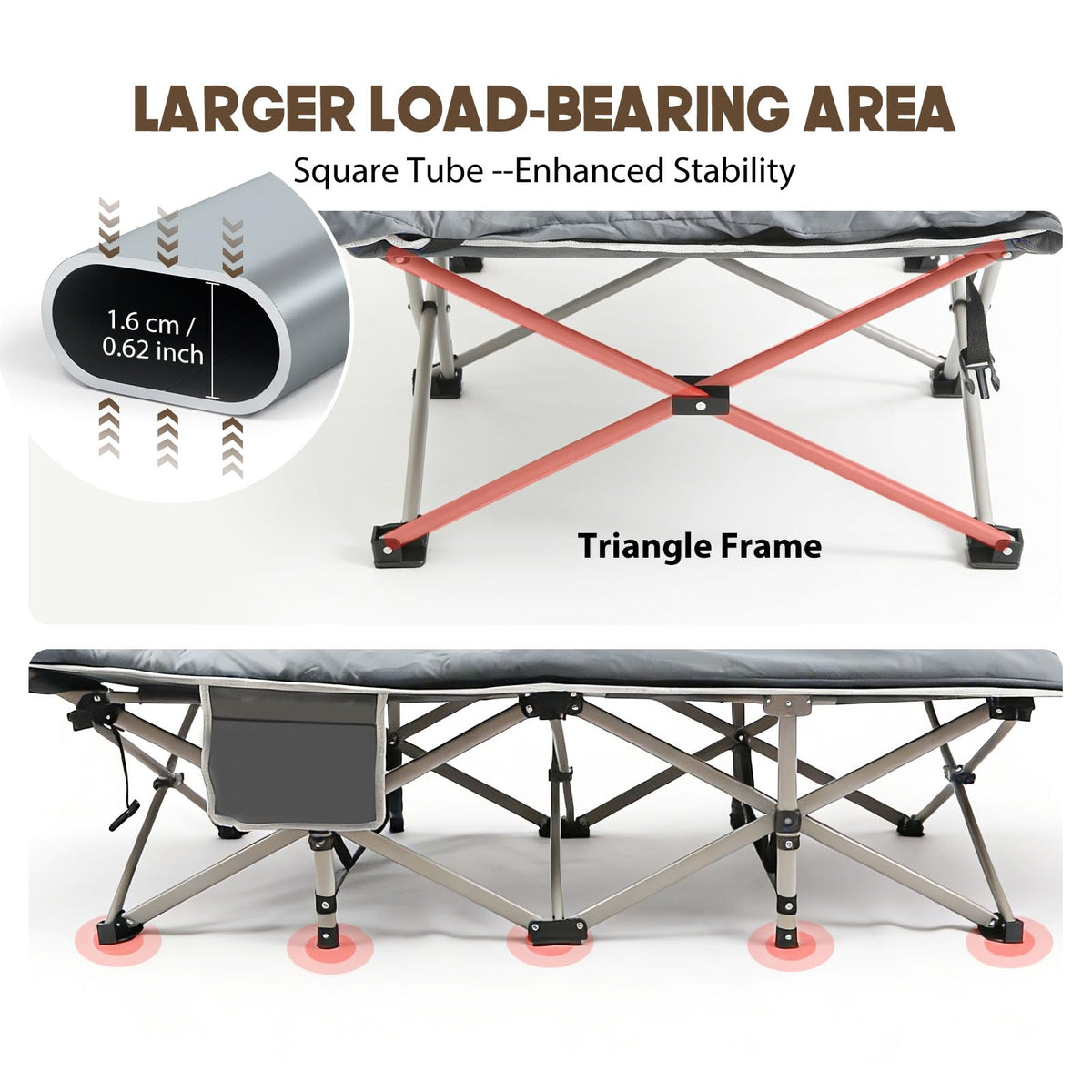 Heavy-Duty 28" Extra Wide Portable Folding Camp Cot with Mat & Carry Bag Q32799