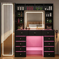 Full Length Mirror Vanity Desk with LED Mirror and 11 Drawers O63216