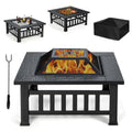 32 inch 3 in 1 Wood Burning Fire Pit Table with BBQ Grill W358579