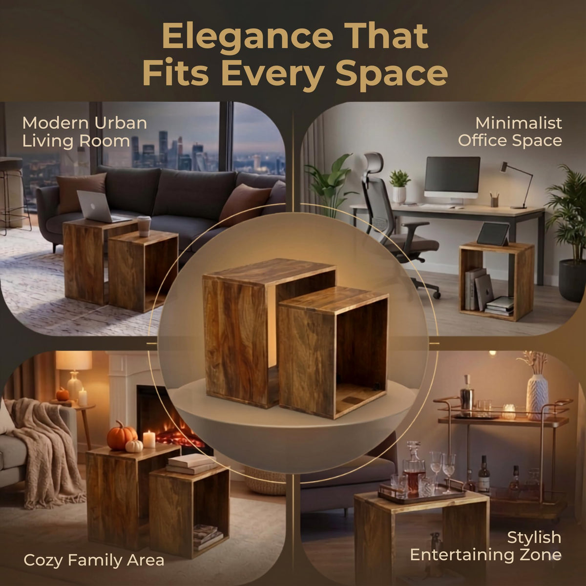 Sheesham Wood Nesting Tables Set of 2 E2155