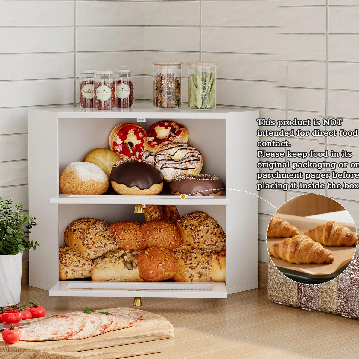 Bamboo Bread Box with Transparent Door A8787