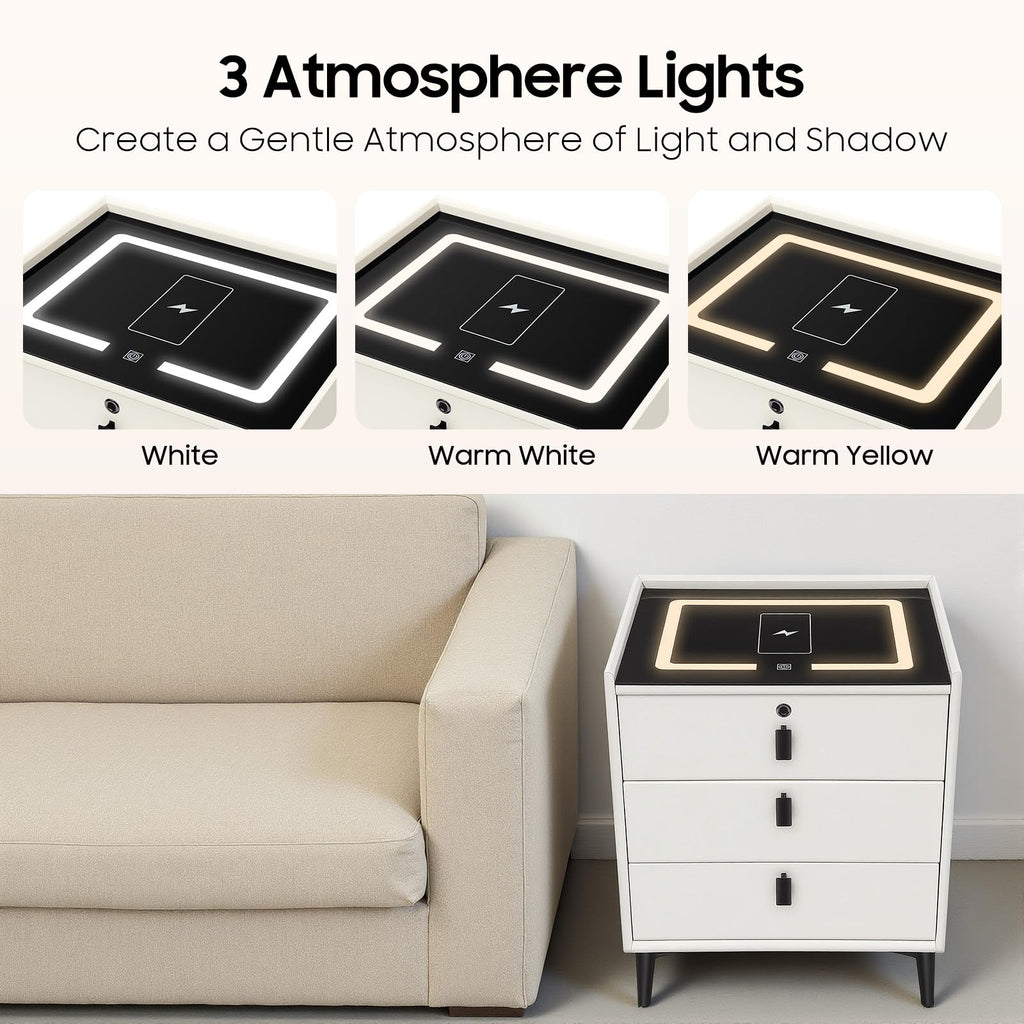 Bedside Table with Wireless Charging and Bluetooth Speaker H58726