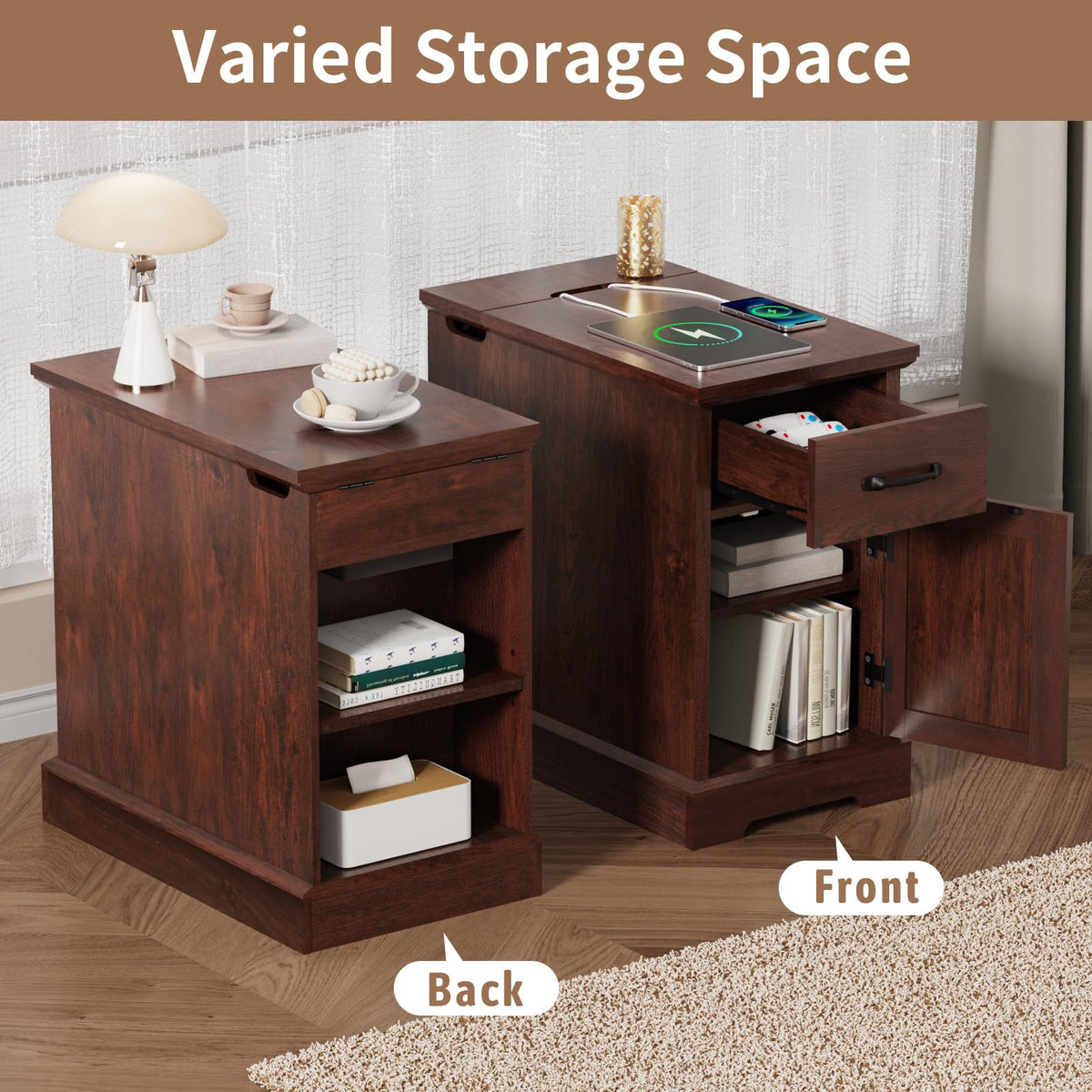 23.6'' Narrow End Table with Charging Station B47584