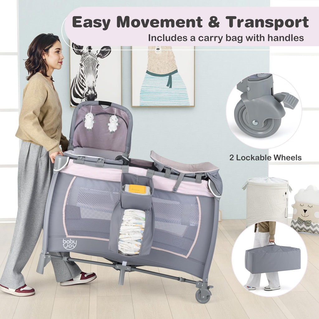 5 in 1 Pack and Play with Bassinet and Diaper Changing Table V78361