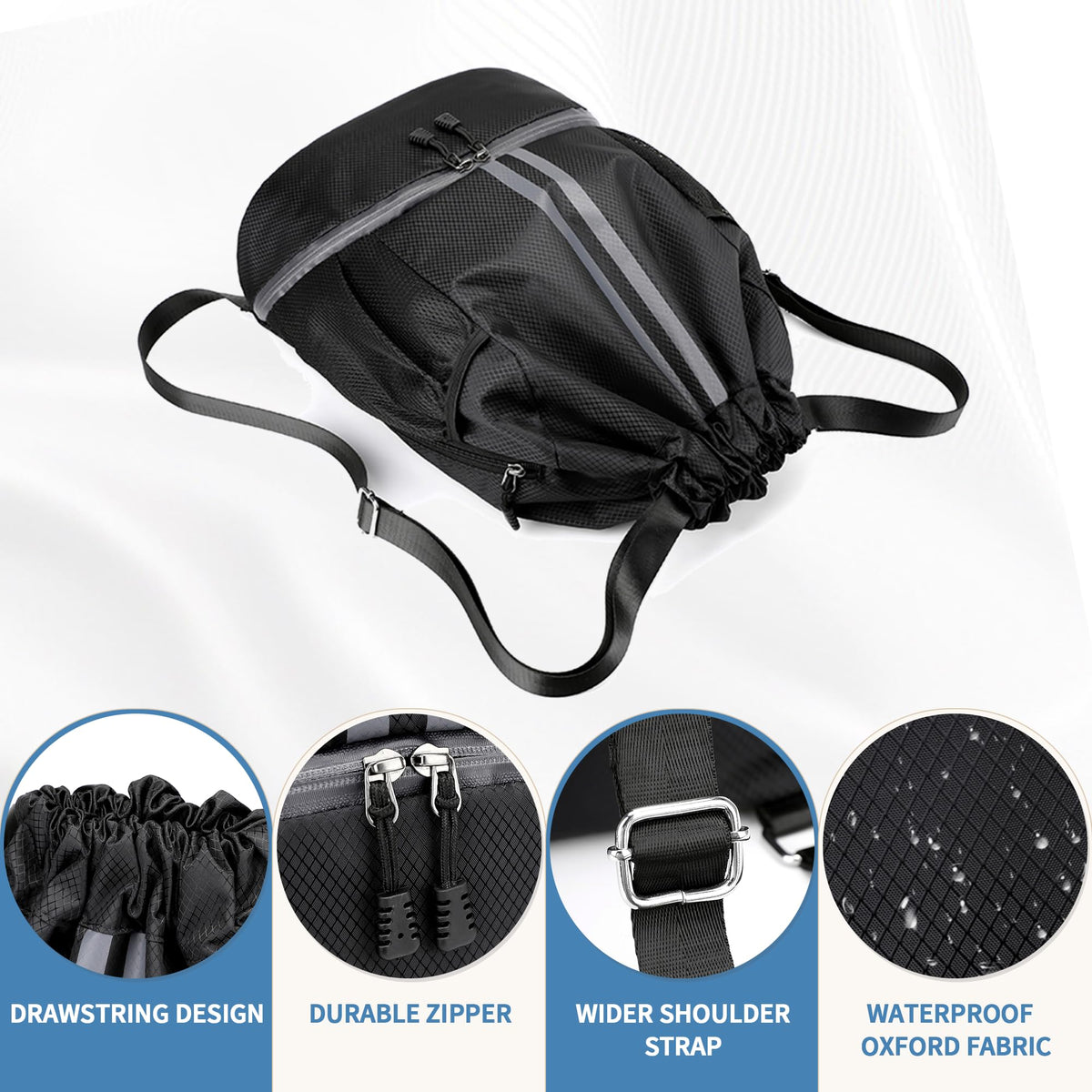Drawstring Backpack Gym Bag with Shoes Compartment R296212